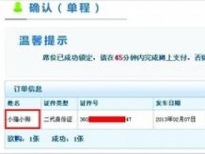 12306��Ʊ�������� �����á�СèС������Ʊ�ɹ�